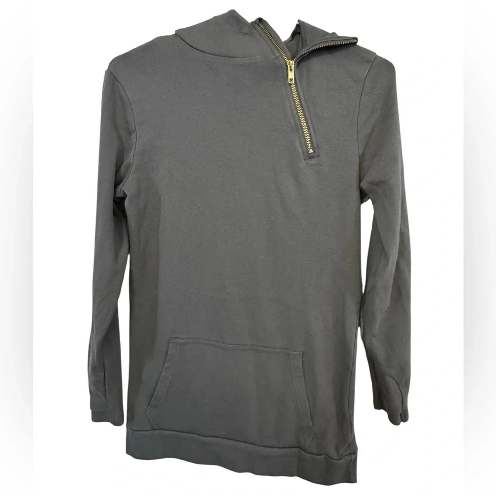 High End Lily & Lottie Gray Asymmetrical Hoodie w/ Gold Zipper Women’s S MINTY